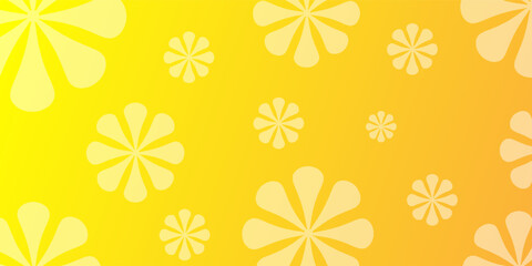 A seamless retro floral pattern with white flowers on a yellow gradient background, perfect for a vintage design theme.