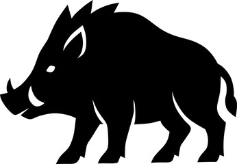 wild boar silhouette vector illustration in black and white style
