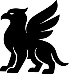Griffin Silhouette Logo – Mythical Creature in Black Vector Design