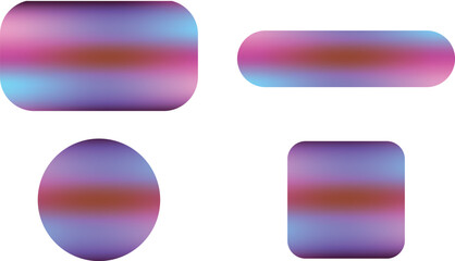 Set of different blurred gradient button shape graphic