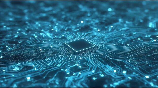 Digital technology circuit processor board in high quality 4K footage video motion - Powered by Adobe