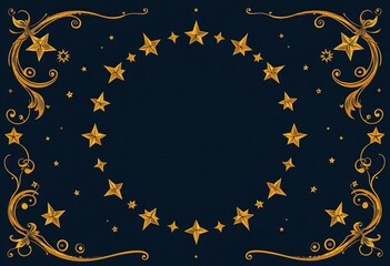 Naklejka premium Vintage gold moon, stars, celestial design elements; ornate, vector illustration, mystical, gold leaf
