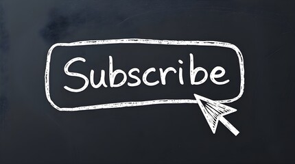 textured black chalkboard featuring a hand-drawn Subscribe button and a click arrow