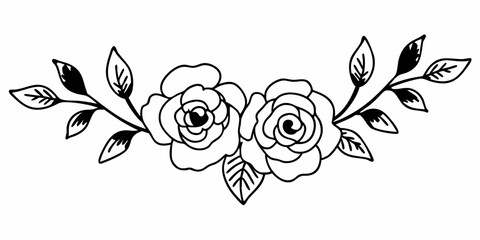 Elegant floral divider with roses and leaves, perfect for wedding invitations, cards, or decorative design elements.