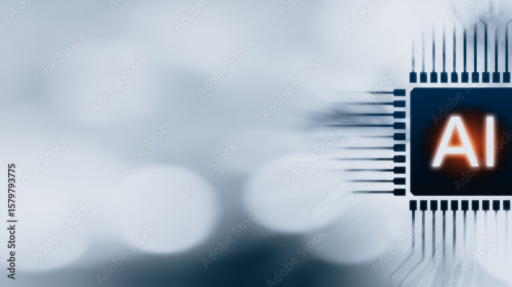 Poster ai processor chip: a sleek and modern design showcases a microscopic view of an ai processor chip wi