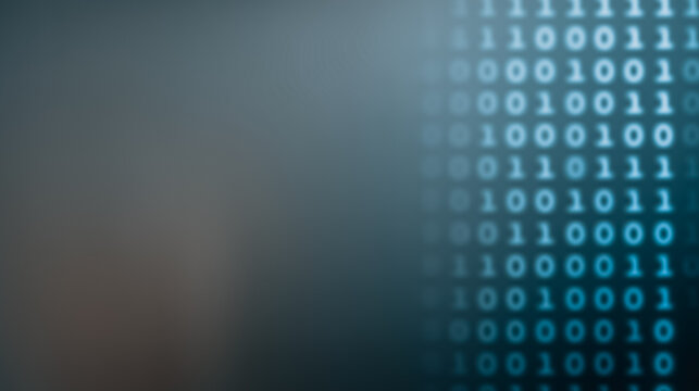Binary Code in Data Landscape: Dive into a digital realm where binary code streams across a blurred gradient background, suggesting complexity, and the dynamic interplay of data.  - Powered by Adobe