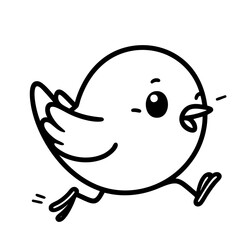 Adorable Baby Bird Running Cartoon Illustration
