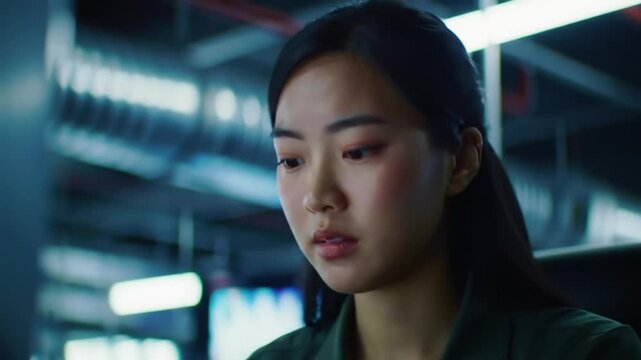 Asian Analyst Reviews Sensitive Data Streams in Secure Server Environment