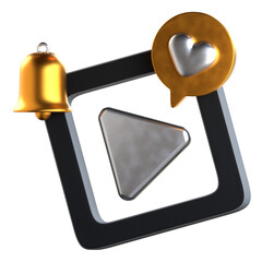 Like Notification 3D Icon Black and Gold Style