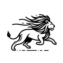 Obraz premium Majestic Lion in Motion A Powerful Wildlife Vector Graphic