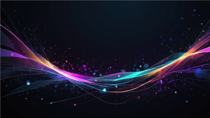 abstract dark glowing fiber optics background with bright bokeh light spots and abstract design


