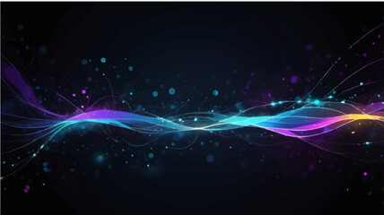 Obraz premium abstract dark glowing fiber optics background with bright bokeh light spots and abstract design