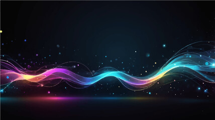 abstract dark glowing fiber optics background with bright bokeh light spots and abstract design


