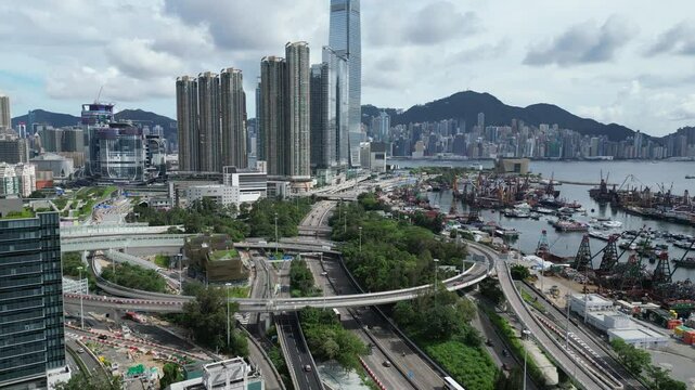 Modern Office Buildings in West Kowloon Hong Kong June 29 2025