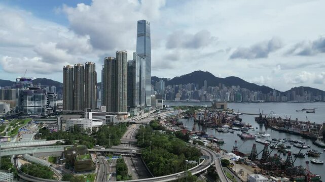 Modern Office Buildings in West Kowloon Hong Kong June 29 2025