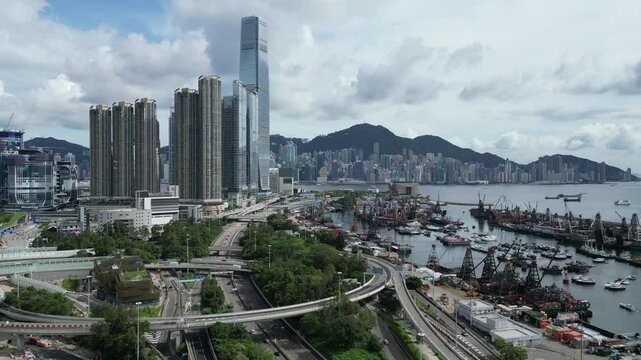 Modern Office Buildings in West Kowloon Hong Kong June 29 2025
