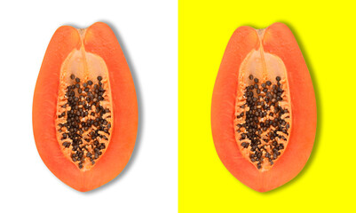 Top view of Papaya isolated on white background