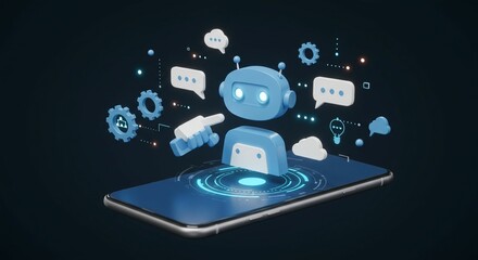 Fototapeta premium Robot smartphone digital communication