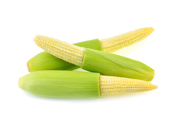 Baby corns isolated on white background.
