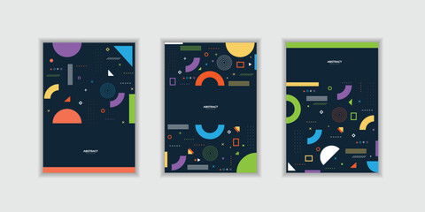 Naklejka premium Set Placard with trendy geometric design. Modern template for Covers Voucher Posters Flyers and Banners