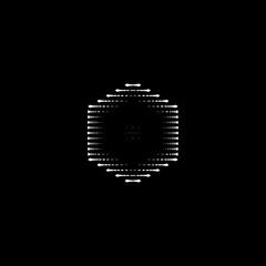 Black and white hexagonal geometrical shape  with glitch art pattern suitable for business logo and branding