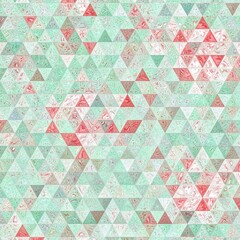Seamless mint green and red triangle geometric pattern background