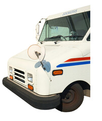 White Postal Delivery Truck, Cut Out with No Background
