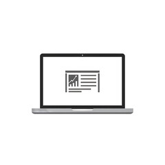 Laptop with Graph and Text on Screen