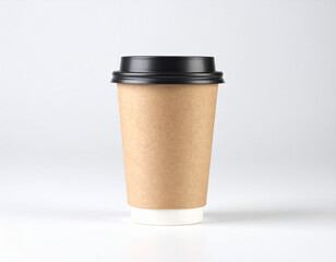 A plain kraft paper coffee cup with white