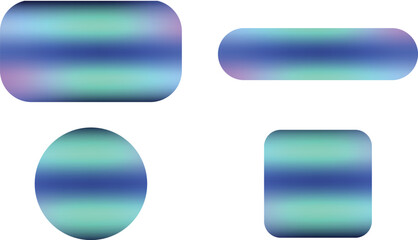Set of different blurred gradient button shape isolated