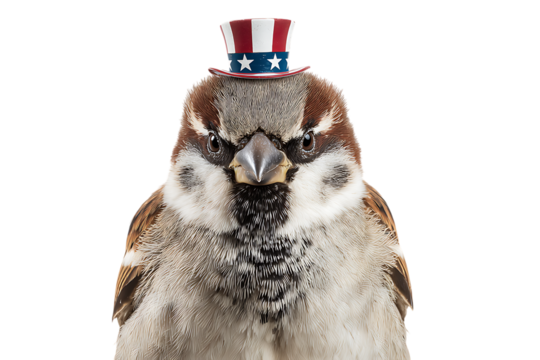 Patriotic Sparrow in Uncle Sam Hat