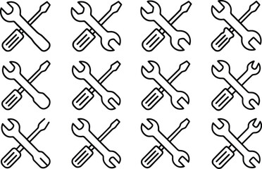 Obraz premium Wrench and Screwdriver Icon Set A Symbol of Repair and Maintenance for Industrial and Home Improvement Projects