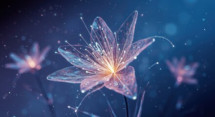Glowing Transparent Flower with Fiber Optic Details