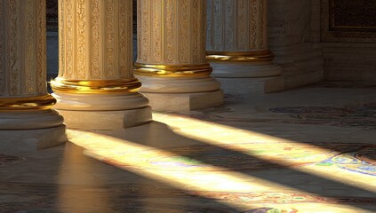 Golden columns bathed in sunbeams