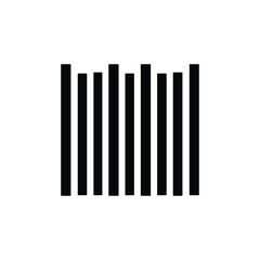 Abstract Black and White Eight Vertical Rectangles of Varying Heights on White Background