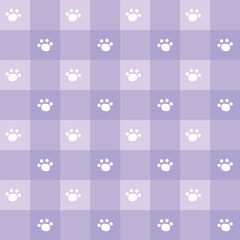 a pattern of white paw prints on a purple background