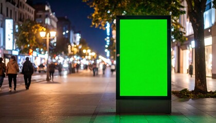 City street at night with blank billboard (1)