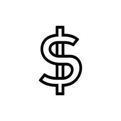 Obraz premium Black Outline Dollar Sign Icon on White Background Finance and Currency Symbol