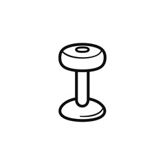 Black outline dumbbell icon with transparent background for gym and fitness