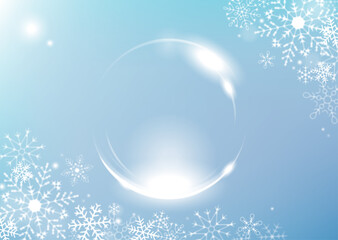 透明な球体と雪の結晶バックグラウンド