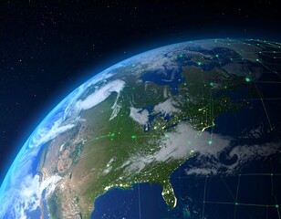 Fototapeta premium Earth with digital network overlay