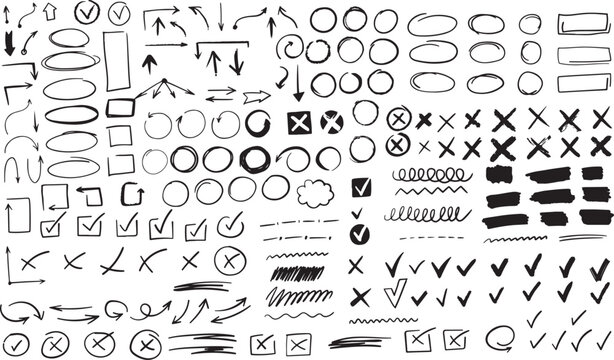 Hand Drawn Circle & Marker Set – Highlight, Sketch, Round, Doodle, Bullet Points, Ellipse, Scribble, Emphasis, Note, Outline

