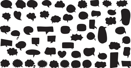 Speech Bubble Vector Set – Chat, Talk, Message, Comic, Dialog, Bubble Icons, Communication, Pop Art, Silhouette, Social Media


