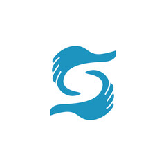 Obraz premium letter s rotate helping hand team work symbol logo vector