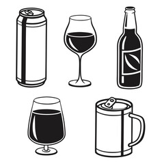 Beverage containers collection bottle glass