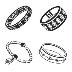 Black and white bracelet and bangle icons jewelry accessory