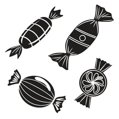 Black candy wrappers with decorative patterns sweet silhouette