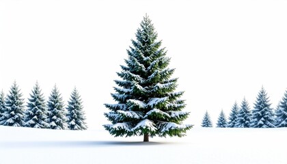 Obraz premium Snow-covered Christmas tree in a snowy landscape