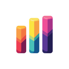 Colorful Rounded Bar Chart with Increasing Gradient Segments on White Background Illustration