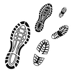 Black shoe sole prints on white background footprints black and white